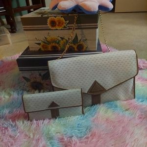 LIZ CLAIBORNE Vintage 1984 Logo #2 "Legacy" Set (White On Brown)